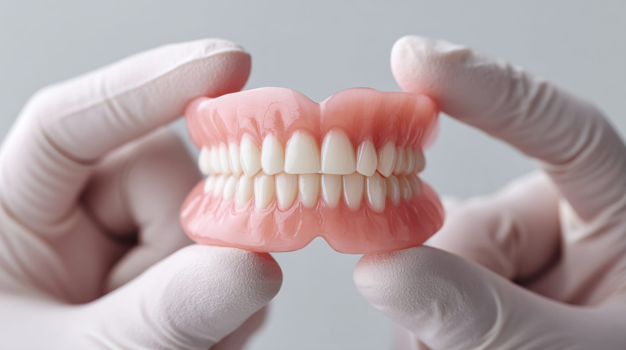 歯科医が入れ歯を手に持っているイメージ